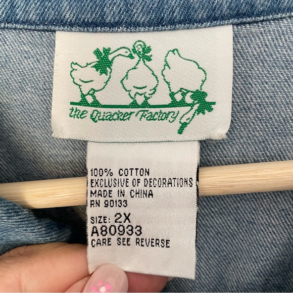 Quacker Factory Americana USA Denim Jacket in Blue SIZE 2X - Picture 5 of 12